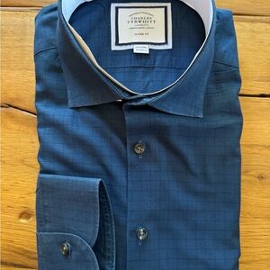 Charles Tyrwhitt Blue Textured Dress Shirt